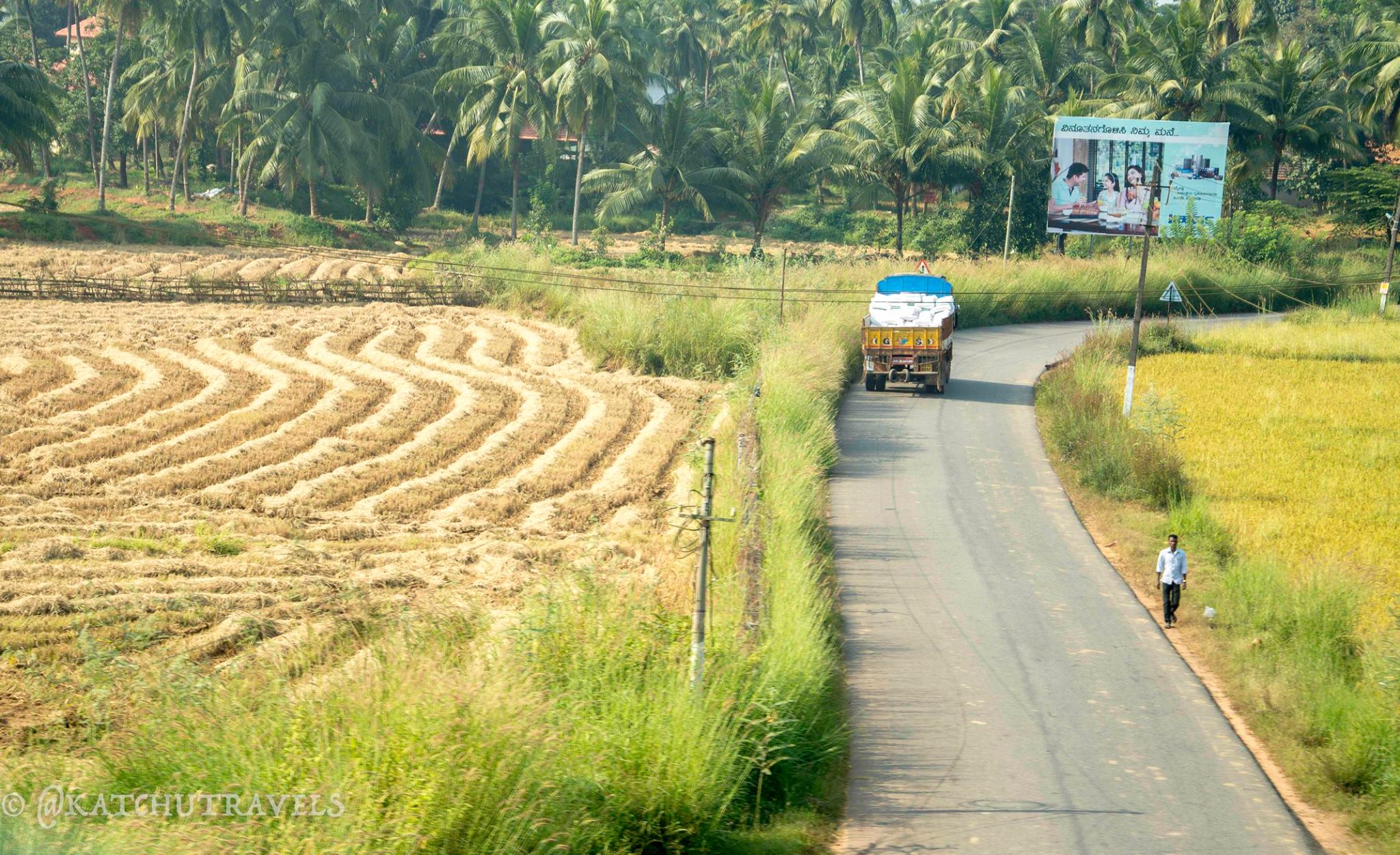 Scenic Rural Roads by the railway track in Karnataka