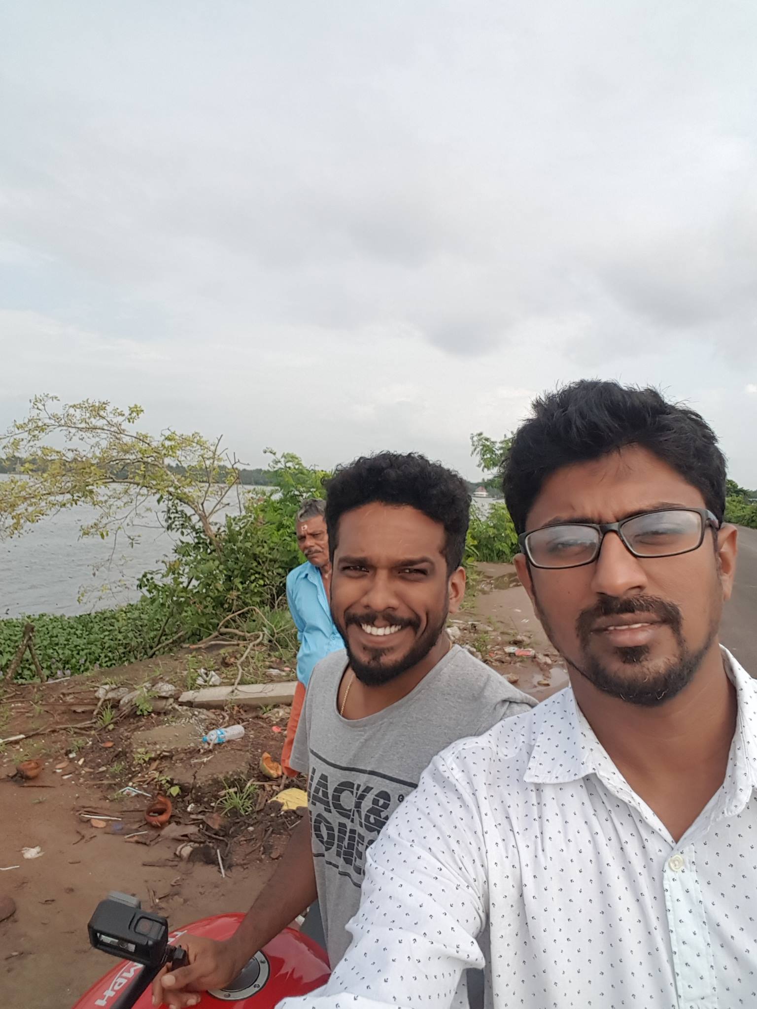 Advin and I biking to Thaneermukom