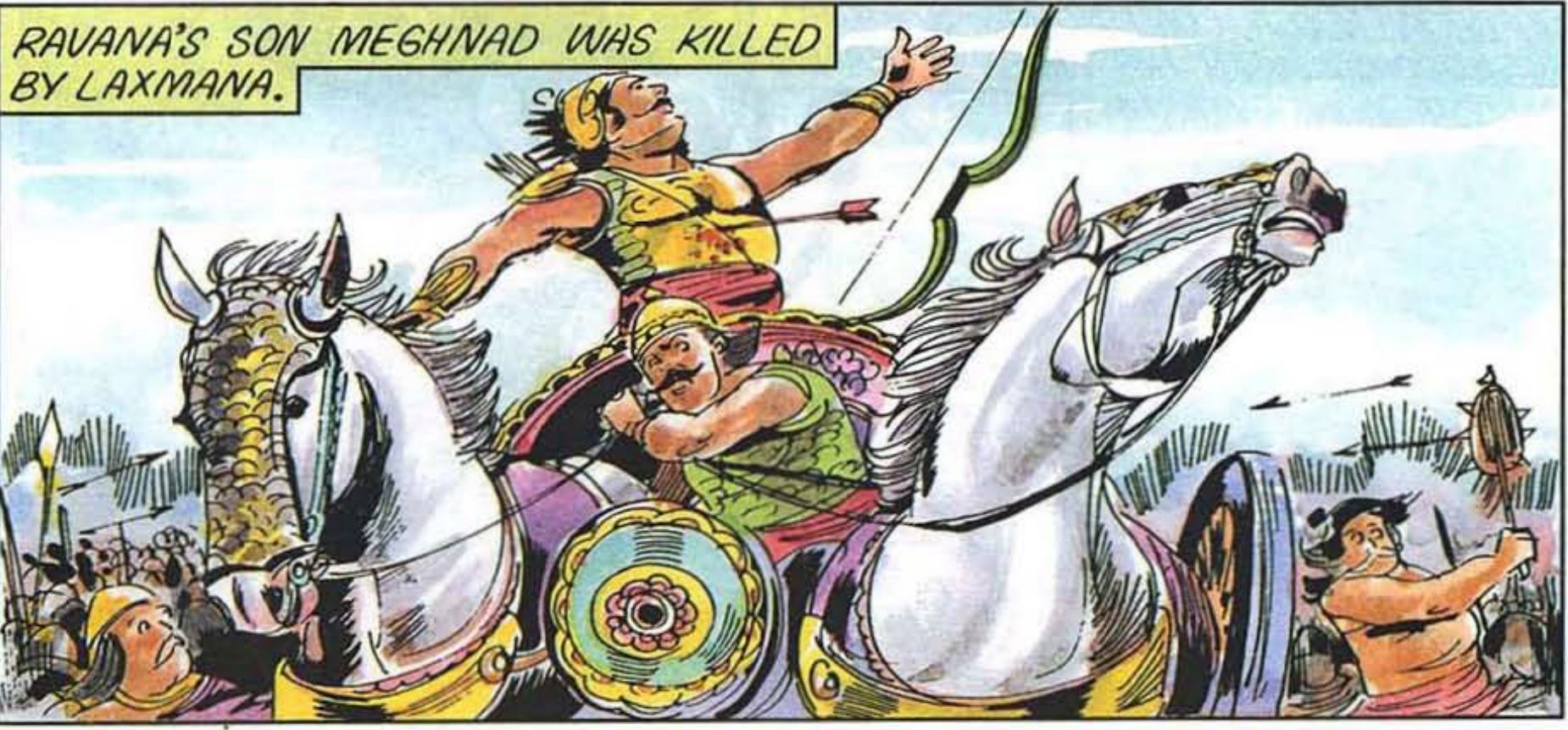 Reference of Lakshmana killing Meghnad- Courtesy Amar Chitra Katha
